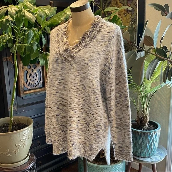 Anthropologie Frayed Confetti Oversized sweater